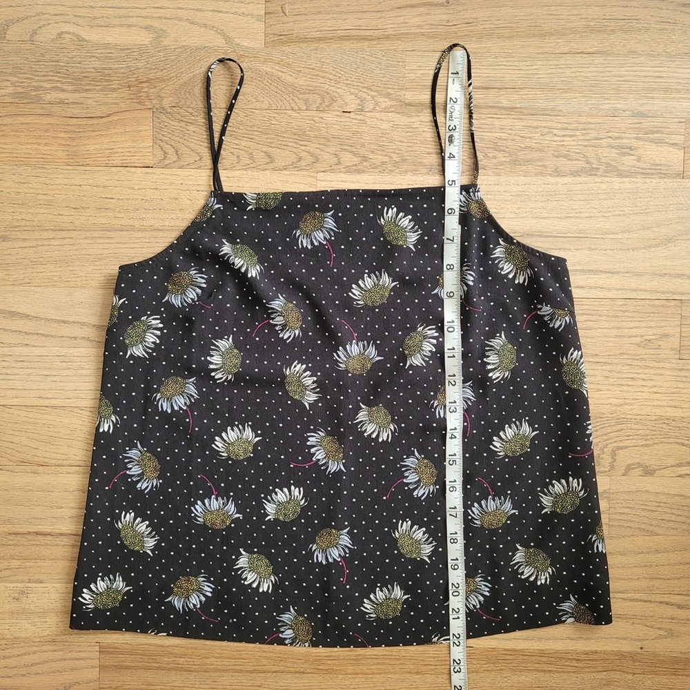 Topshop Black Polka Dot Cami Sz 6 Square Neck Daisy Floral Tank Top Whimsigoth - Picture 13 of 16